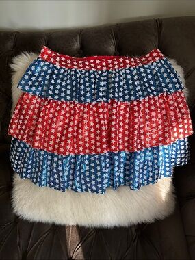 QUEEN OF SPARKLES Red & Blue Star Tiered Skater Skirt